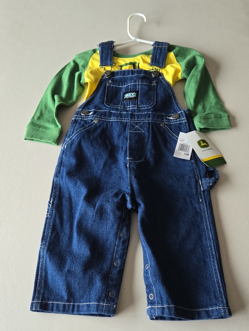 KEY Overalls With A JOHN  DEERE Shirt, 12M